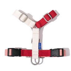 PLAYBOW 狗狗蠟筆H型胸背帶, 紅色象牙白, 1個