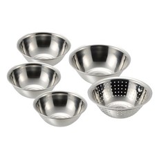 FREIZ 和平 五入調理盆套裝 18/8不鏽鋼材質 中國製造, 盆 13cm x 3 + 盆 15cm + 網 15cm, MG-0321, 1組