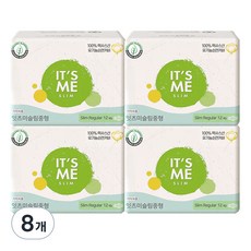 잇츠미 유기농 순면커버 슬림 생리대 날개형, 12개입, 8개, 중형
