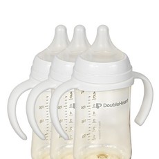 soonsooa 適用DoubleHeart第三代奶瓶之奶瓶握把 高級款, 白色, 3個