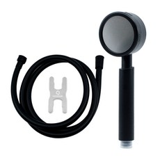 HOMEDAUM Monster增壓蓮蓬頭+防纏繞PVC淋浴軟管組, 1組, 黑色(1.5m)