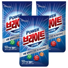 브라이트 파워 소다버블 분말세제 리필, 10kg, 3개