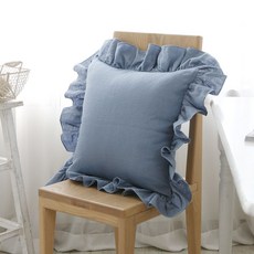 DECOTONIK 純亞麻荷葉邊抱枕套