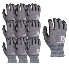 천하무적 워크맨 그립 NBR 폼 작업용 반코팅 안전 장갑 양손착용 L, 그레이, 10세트
