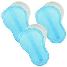 PUKU 藍色企鵝 攜帶型研磨餐盒, 嬰兒食物研磨器, BPA Free, 210ml, 水色, 3個