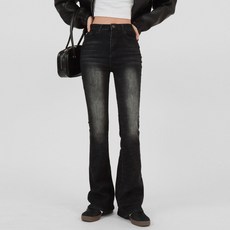 Cotton Closet 女款石洗高腰彈性修身長版靴型牛仔褲