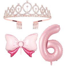 粉紅數字氣球皇冠套組, 1套, 6