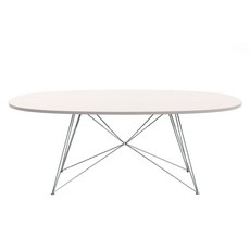 마지스 XZ3 타원형테이블 MDF 방문설치, 화이트(상판), 크롬(다리), 4인용