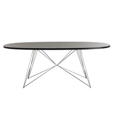 마지스 XZ3 타원형테이블 MDF 방문설치, 블랙(상판), 크롬(다리), 4인용