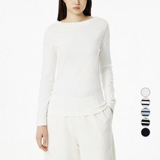 JAJU 여성용 코튼 스트레치 보트넥 티셔츠