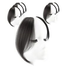 gelluna 顯臉小法式側邊瀏海髮片 半頂式假髮 HB-29, 1 自然黑, 12個