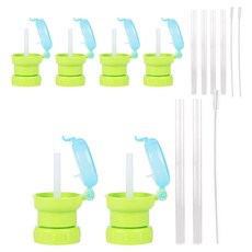 Bebelock 2個水瓶吸管蓋+2個矽膠吸管+清潔刷, 3組, 綠色