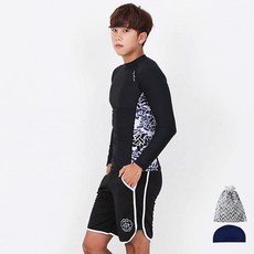 아쿠아티카 남성용 AQAMAE 래쉬가드 + 트렁크 반바지 + 수영모자 + 수영가방 + 세트