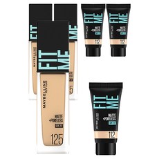 메이블린 핏미 파운데이션 레노 30ml + 미니파운데이션 5ml 세트, 125 누드 베이지(파운데이션), 112 내추럴 아이보리(미니파운데이션), 3개