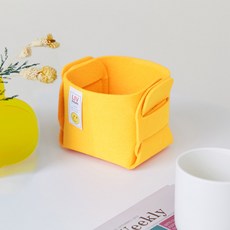 리브맘 접이식 펠트 비비드 수납바구니, 옐로우, 1개