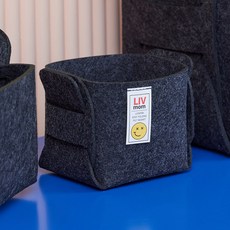 리브맘 접이식 펠트 비비드 수납바구니, 차콜, 1개