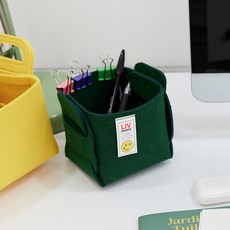 리브맘 접이식 펠트 비비드 수납바구니, 딥그린, 1개