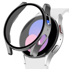 이츠라이프 갤럭시워치 강화유리 풀커버 액정보호 케이스, 티타늄그레이