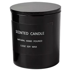 香氛蠟燭緞帶禮盒, 黑色, 英國梨小蒼蘭