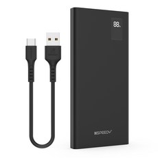 스피디 슬림핏 PD 20W 고속 보조배터리 10000mAh + C타입 케이블, SPE-B2PA10DPQ, 블랙