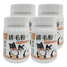 DOG CAT STAR 汪喵星球 排毛粉, 雞肉口味, 含天然植物纖維與日本綜合酵素, 幫助糞便成形與腸胃蠕動, 50克, 糞便潤滑 + 溫和排毛, 50g, 4罐