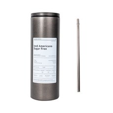 야무진 벨라 감성 메탈 스텐 빨대 텀블러, 블랙, 600ml, 1개