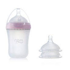 The Good Mother tgm 防脹氣矽膠第2階段奶瓶 粉紫色 260ml+第4階段奶嘴 2入