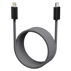 Otherus 彈簧式磁吸防纏繞 iPhone 高速充電線 60W Type-C to Lightning, 1個, 灰色, 130cm