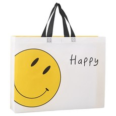 Sevenzip 微笑不織布購物袋, 快樂黃, 10個