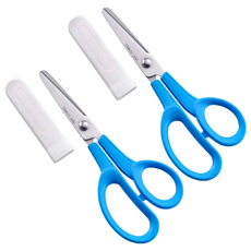 日本CANARY兒童剪刀, 45mm不鏽鋼刀刃, 附安全蓋, 藍色, 2支