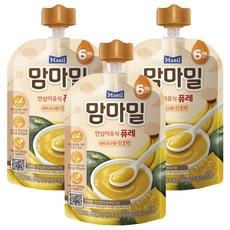 맘마밀 안심 이유식 퓨레 6개월부터, 바나나와 단호박, 100g, 3개