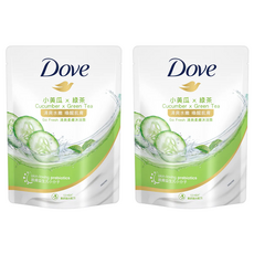 Dove 多芬 Go Fresh 清爽柔膚沐浴露 補充包 小黃瓜 x 綠茶 親膚益生元小分子, 580g, 2包