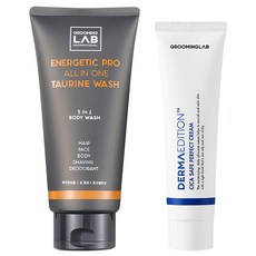 男士美容實驗室準備服兵役多合一牛磺酸沐浴露 300ml + Cica Cream 100ml, 1組