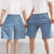 TURNKEY 男女通用大尺碼鬆緊帶寬版彈力丹寧短褲 SP-555