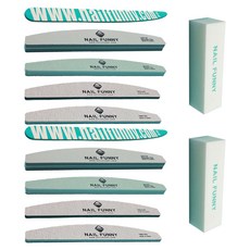 NAIL FUNNY 네일케어 우드파일 + 샌딩블럭 + 지브라파일 2종 + 샤이너 + 샌딩스펀지, 2세트, 혼합색상