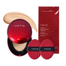 TIRTIR Mask Fit 紅色氣墊粉餅 + 補充蕊 + 粉撲 2入組, 21N 象牙白, 1個