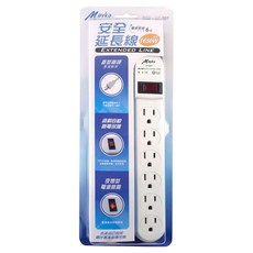 電腦用4插1開關15A, 1.8m, 白色, 1組