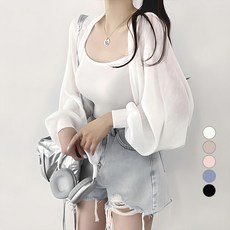 Withhuilin 女款手臂套短版罩衫開襟衫