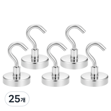 다다 초강력 대형 네오디움 후크 고리자석 20mm, 스틸색, 25개