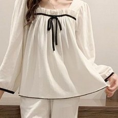 Eolipeul 女性蝴蝶結居家服長袖睡衣上下套裝