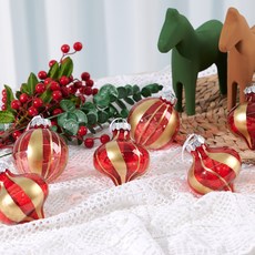 Outting聖誕樹裝飾掛飾裝飾線球 6入組, 金色+紅色