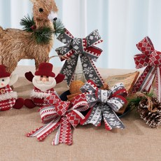 Outing聖誕樹裝飾配件裝飾針織緞帶 2種*2入+玩偶 3種組, 混色, 1組