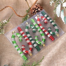 Outing聖誕樹裝飾裝飾拐杖 3種*2入組, 紅色, 綠色