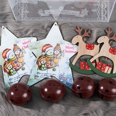 戶外聖誕樹掛飾裝飾 木雕球3件組, 混合色