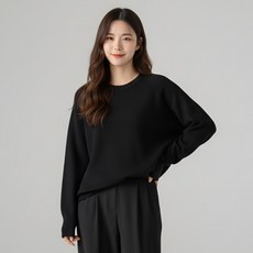 구디프 여성용 데일리 소프트 루즈핏 베이직 라운드넥 캐주얼 스웻셔츠