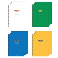 pinkfoot 1500鮮豔英語筆記本 4種*2入組, 白色+綠色+藍色+黃色, 3組