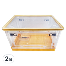 五開門摺疊收納箱 密封盒蓋 防塵防潮 滾輪設計, 加大號56L|3開門, 黃色, 2個