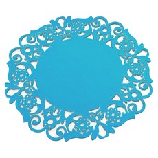레이스 원형 컵받침 대, 블루, 1개