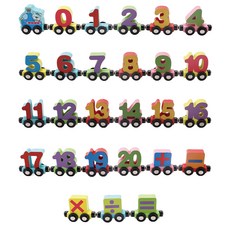 數字原木磁性火車遊戲組 27p, 混合顏色, 1套
