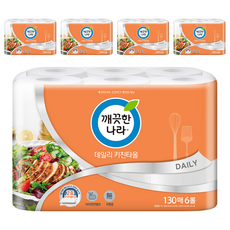 KleanNara 可綠納樂 捲筒廚房紙巾 每日 Daily 100%天然紙漿 適用於各種烹飪 130枚 6捲, 5袋